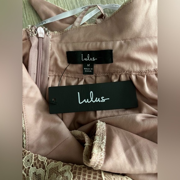 NWT Lulus Women’s Stolen Moments Dusty Pink Lace-Up Lace Maxi Dress - Medium - Picture 10 of 12